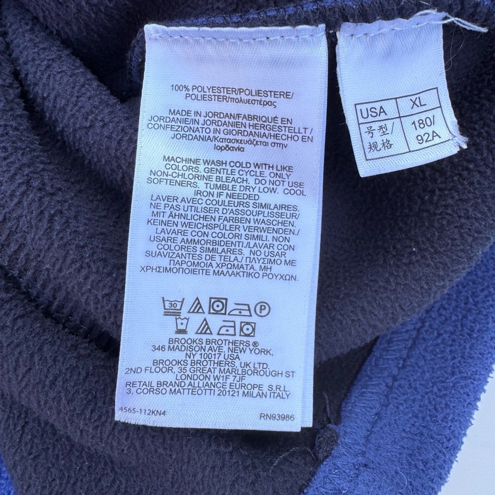 Brooks Brothers‎ Mens Quarter-Zip Fleece Pullover 346 XL Navy Blue Classic - Picture 6 of 11